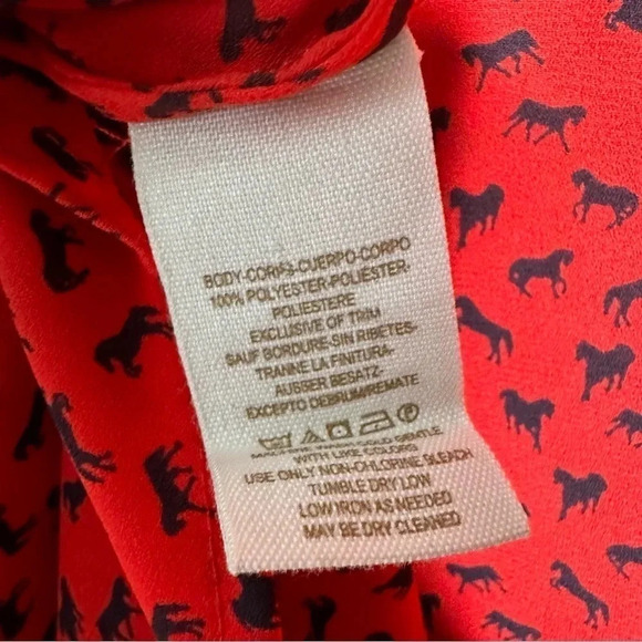 Free People Red Horse Print Blouse Size XS - Picture 10 of 11